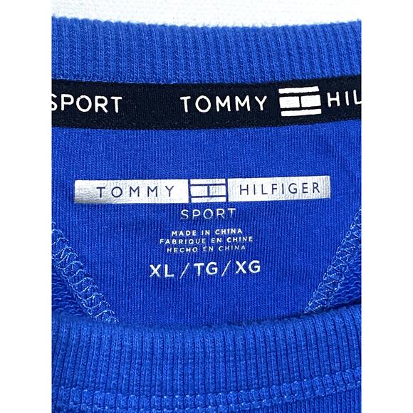 Tommy Hilfiger Sport Spell Out Cropped Blue White Sweatshirt Pullover Womens XL - Picture 5 of 5